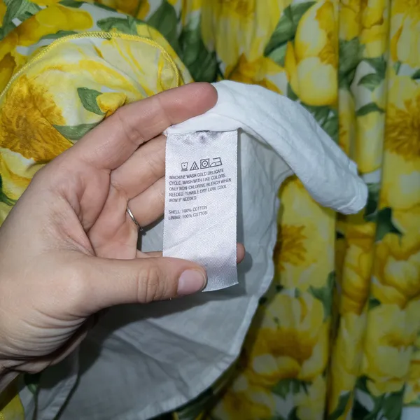Carla Rockmore Collection Yellow Floral 100% Cotton Printed Shirtdress Large - Image 9