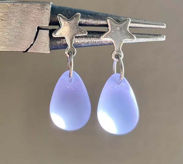 Handmade teardrop Czech glass simple star earrings💫💜 - Image 4