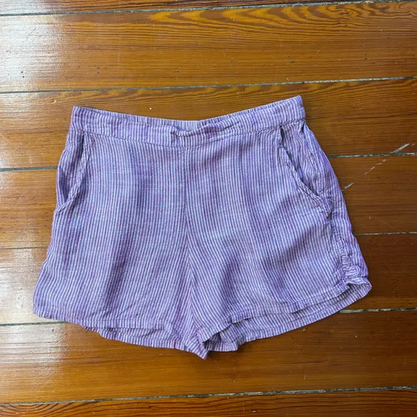 Kyra Purple & White Stripe 100% Viscose Lounge Short Set Pockets Sz M💛🎀 - Image 6