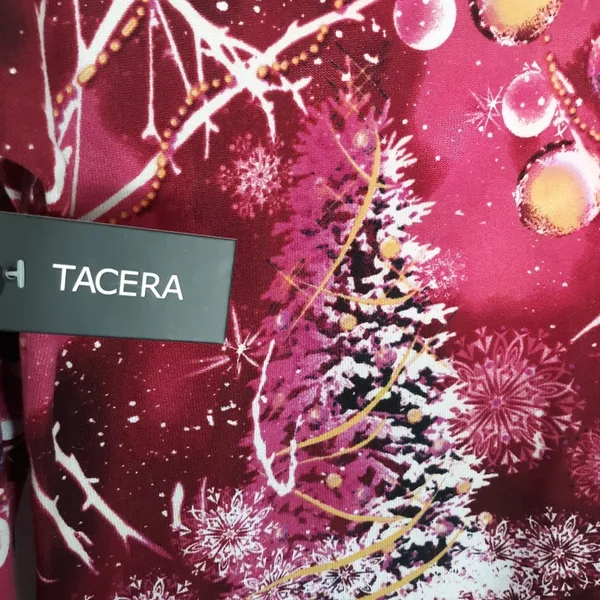 Tacera Dress Size Medium Burgundy Artsy Festive Winter Holiday Party Christmas - Image 7