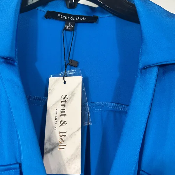 Strut and Bolt Blue Long Sleeve Pantsuit Size Small NWT - Image 5
