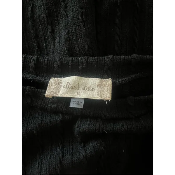Altar’d State‎ Black Fitted Knit Puff Long Sleeve Mini Dress Size Medium - Image 2