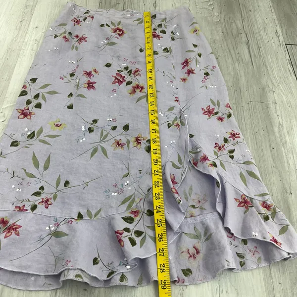 Two Star Dog Purple 100% Linen Floral Midi Skirt Medium Made in USA Cottagecore - Image 10