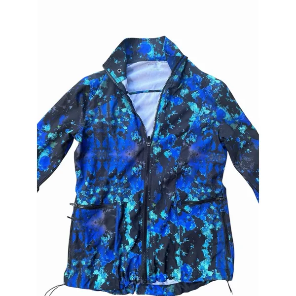 Fabletics Ninety Six Windbreaker Blue Lava Jacket Athletic Zip Blue Back XS - Image 3