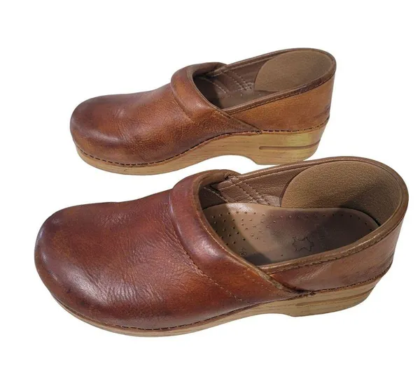 DANSKO Antique Brown Oiled Leather Clogs Size 40 US 9.5-10 - Image 8
