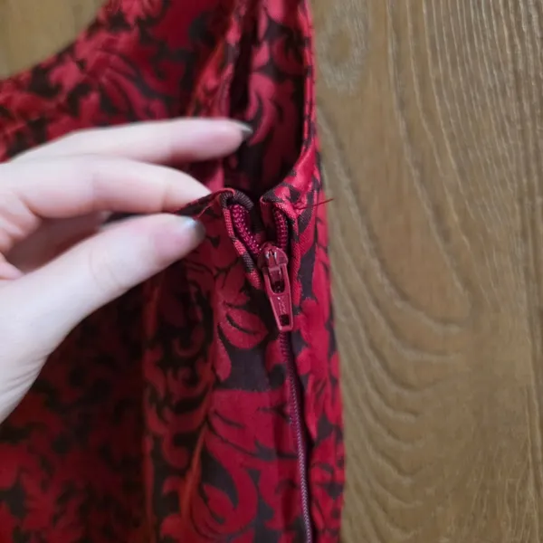 Vintage New York & Company Red & Black Damask Corset Top - Image 3