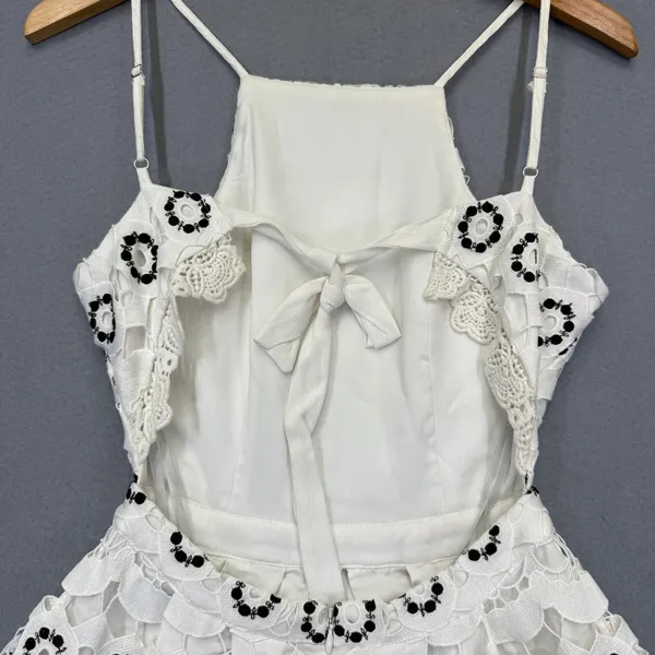 Lovers + Friends White Black Eyelet Lace Fit & Flare Mini Dress XS RN132829 - Image 10