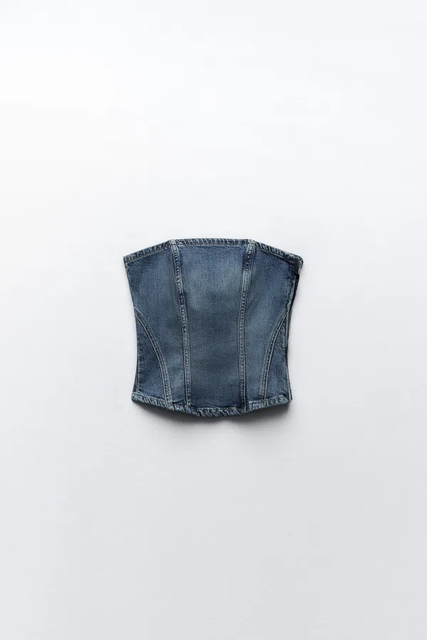 NEW‼️ CORSET STYLE DENIM TOP TRF Size S - Image 3