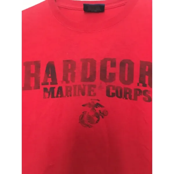 MV Sport Men's Short Sleeve T-Shirt HARDCORE MARINE CORPS Size Medium Red Tee - Image 3