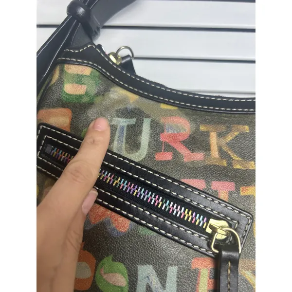 Y2K Dooney & Bourke Rainbow Crayon Graffiti Logo Hobo Shoulder Bag - Image 2