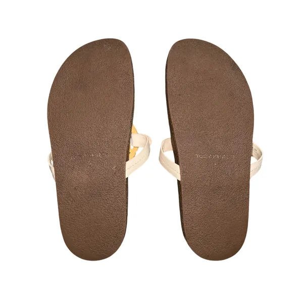 Tory Burch Miller‎ Cloud Sandals Women 9 Beige Yellow Fair Logo Cork Slides - Image 4