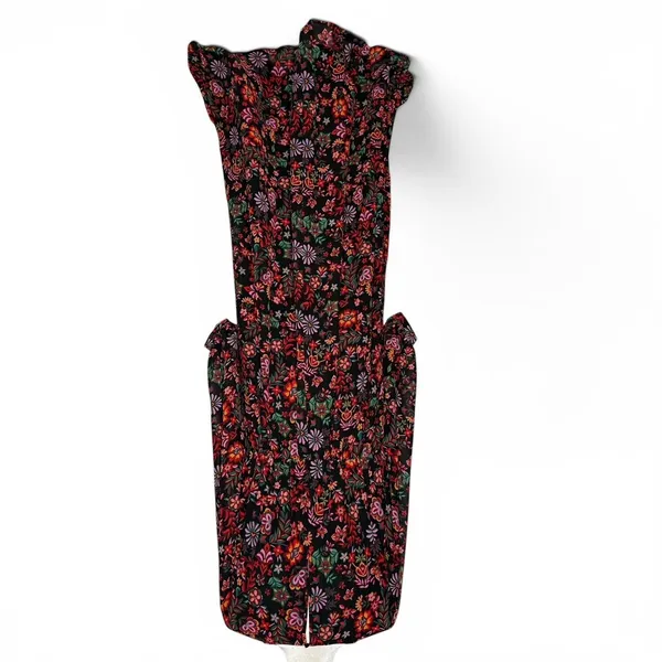 Floral Maxi Dress 2XL‎ Cottagecore Peasant Folklore Semi Sheer Long Sleeve Lined - Image 8