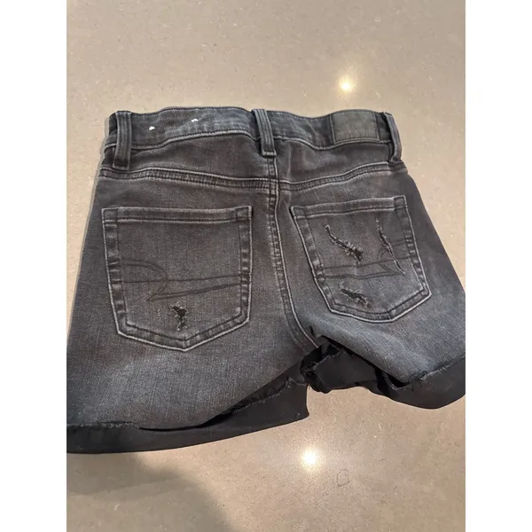 American Eagle Girls Black Wash Distressed Denim Jean Shorts Size 000‎ - Image 6