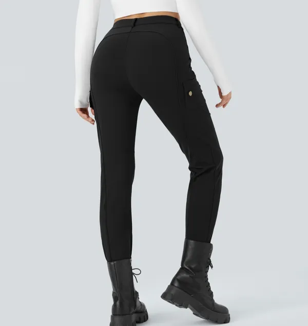 Halara High Waisted Zipper Pockets Solid Skinny Cargo Pants  - Image 6