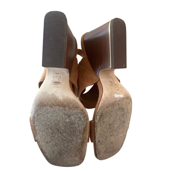 Tory Burch Selby Block Heel Sandals Ambra‎ Suede 75mm Size 8 - Image 6