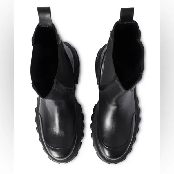 NEW Black Tractor Motor Leather Boots, Size 38 NEW in Box $1,325 - Image 7