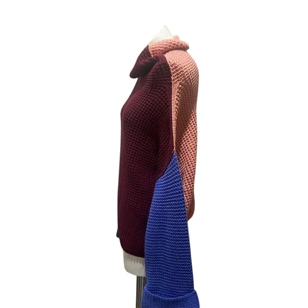 Free People Women's M Colorblock Chunky Turtleneck Sweater Multicolor - Image 3
