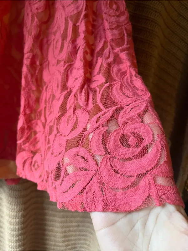 love, Fire Pink Lace Fit-and-Flare Midi Dress - Image 3