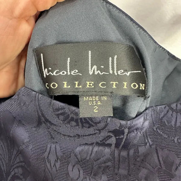 Vtg Y2K Nicole Miller Collection Floral Ruched Mini Dress Dark Feminine Showgirl - Image 2