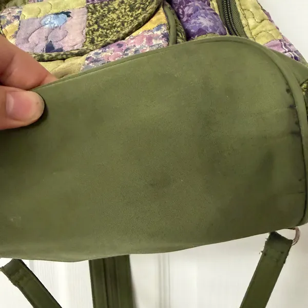 Donna Sharp Quilted Patchwork Sling Backpack Green Purple Floral Convertible Bag - Image 3