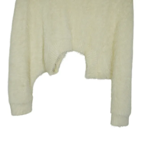 Free People FP One Ivory Fuzzy Knit Cropped Sweater Cozy Oversized Soft - Image 4