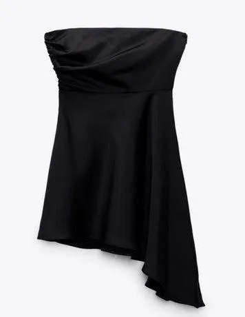 ZARA STRAPLESS SATIN EFFECT DRESS - Image 2