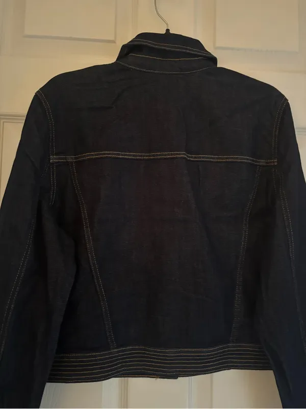 Chico's Denim Jean Jacket with Contrast Stitching Size: L - Image 8