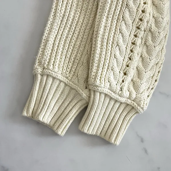 J. Crew Aran Cable Knit V-Neck Sweater Cream XS Tennis Prep Scandi Chic Preppy - Image 9
