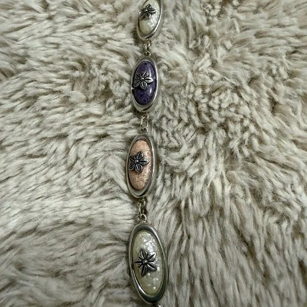 CCO Coleman Company Bracelet Sterling Silver Pink‎ Purple Gemstone 7.5" Boho 925 - Image 2