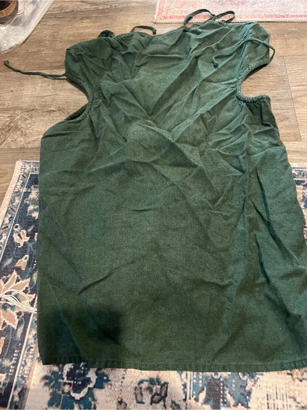 Aerie Dark Green Spaghetti Strap cut out Slip Dress - Image 5