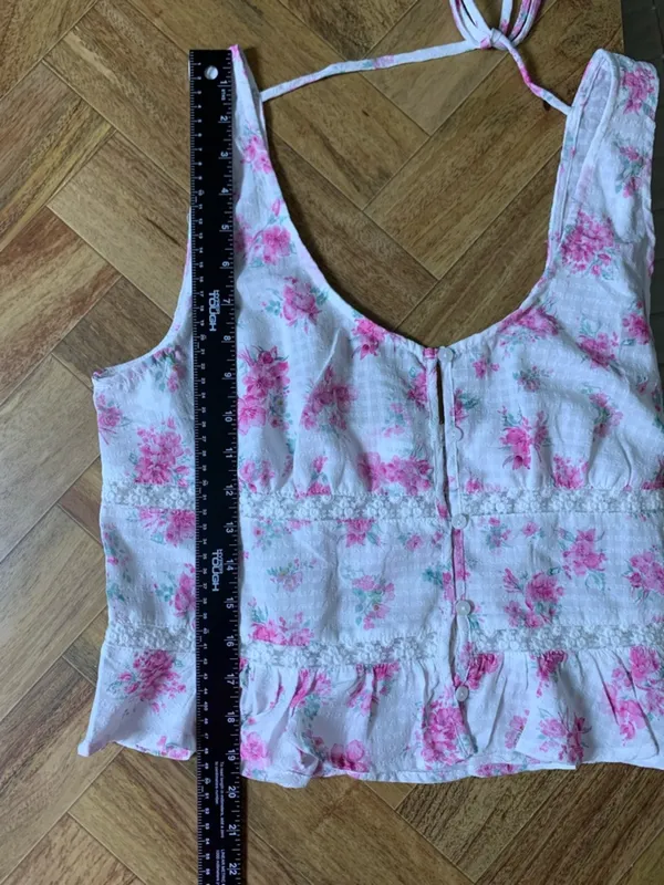 Altar’d State Tank Top XL Pink Floral Lace Peplum Fairycore Cottagecore NWOT - Image 14