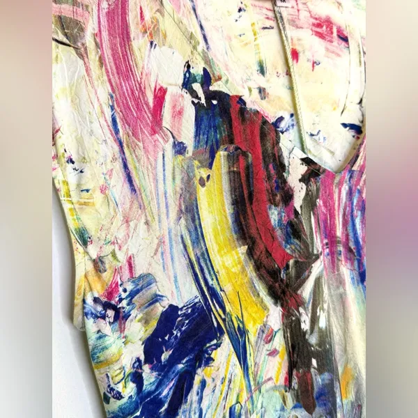 Jams World Dress Color Dance Abstract Print 100% Rayon Sleeveless‎ Resort Wear M - Image 4