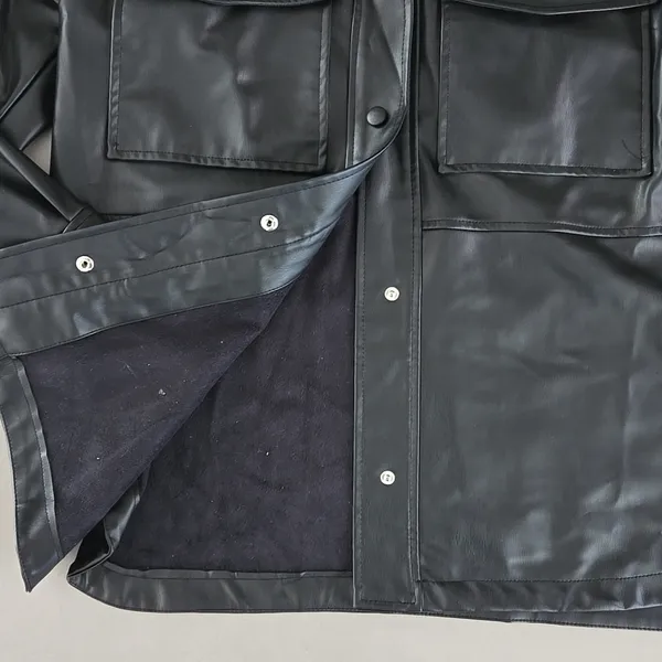 Zara Faux Leather Overshirt, Shacket In Black Size M - Image 8