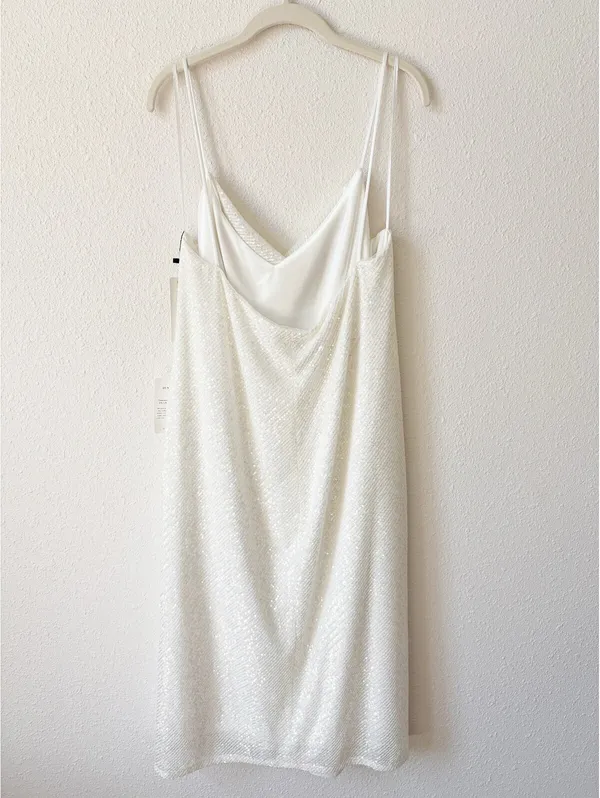 Jenny Yoo Poppy Dress White Striped Sequin Size 19 / XXL Bridal Wedding - Image 2