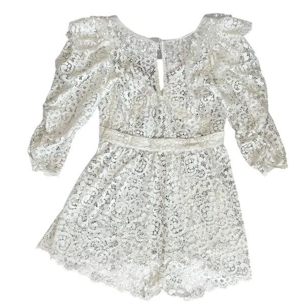 For Love & Lemons Women’s Santo Shorts Romper in White Lace Size Small - Image 7
