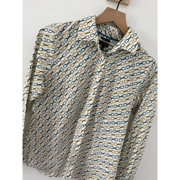Talbots Wrinkle Resistant Equestrian Collared Button-Down Shirt Long Sleeve Sz 6 - Image 2