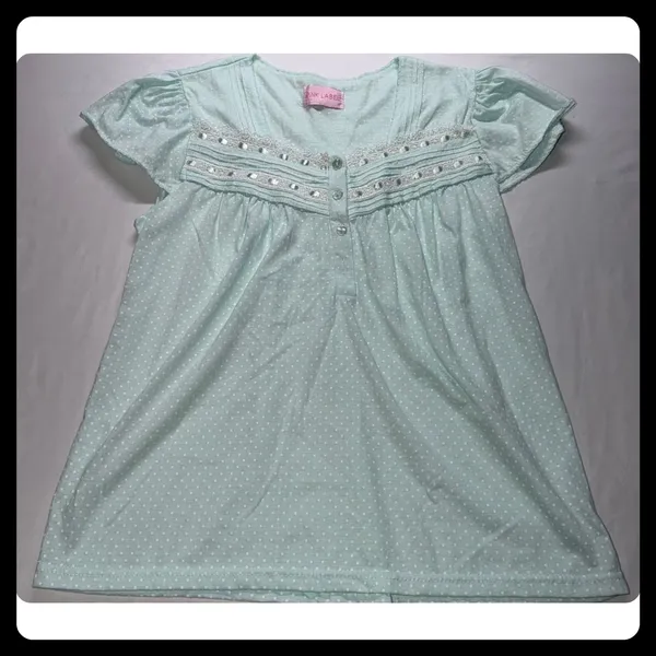 Pink Label Pajama Set Womens Mint Green Polka Dot Lace Trim Sleepwear Small - Image 2