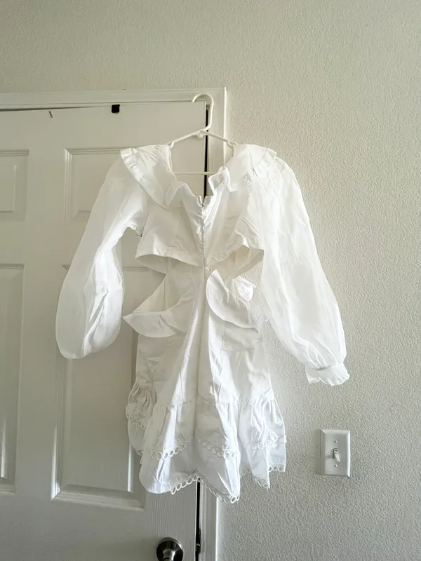 Cut Out Mini Dress White Size M - Image 3