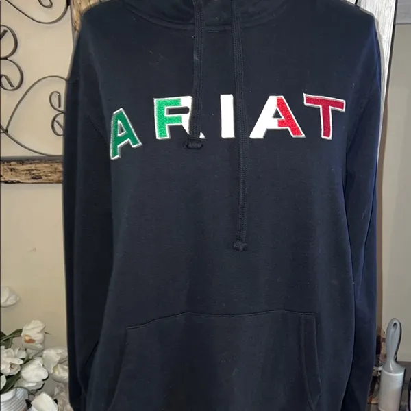 Ariat Black Hoodie with Tricolor Logo size Large western wear rodeo - Image 4