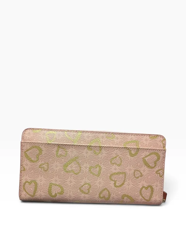 Coach Blush Pink Gold Heart Print Zip Around Continental Wallet - Image 2