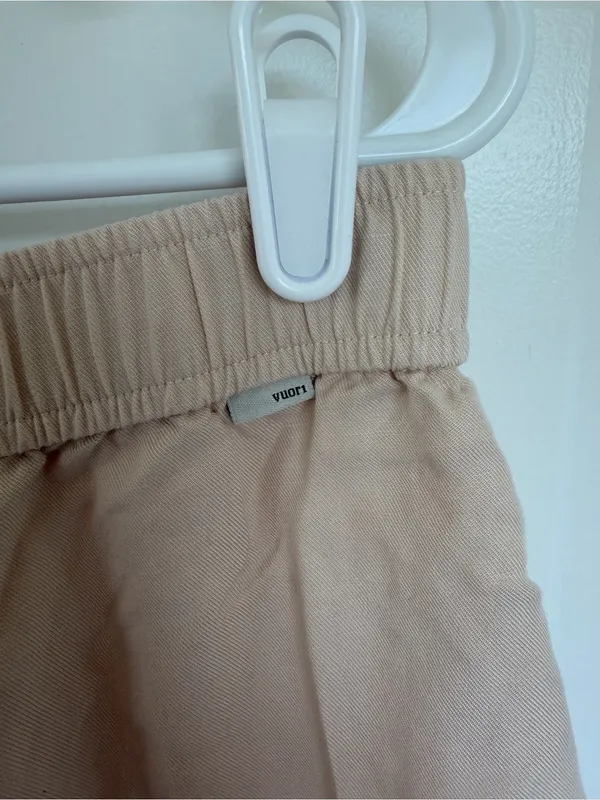 Vuori Women's Tan Cream Lyocell Linen Pull On‎ Shorts Size Large - Image 3