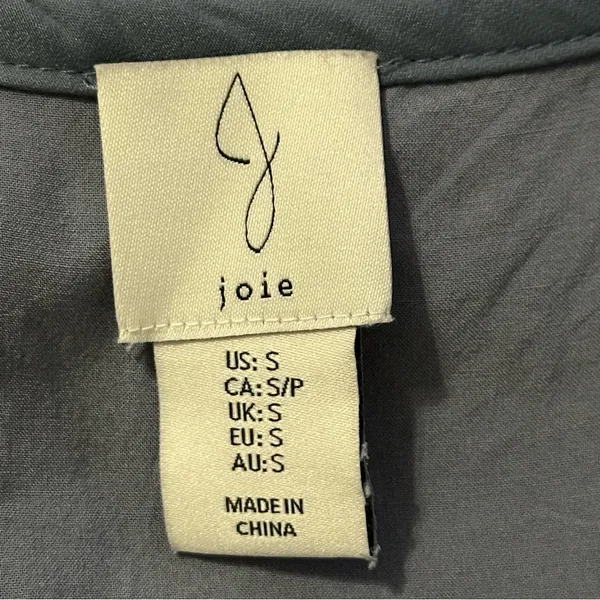 Joie Women’s Size S Dusty Blue V-Neck Smocked Waist Silky Flutter Sleeve Dress - Image 5