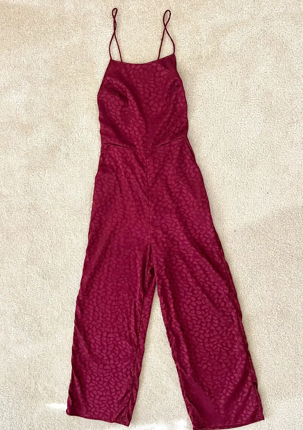 Red Criss-Cross Cheetah Print Jumpsuit - Image 5