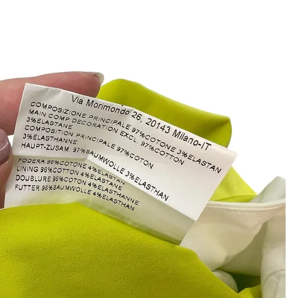 Piazza Sempione Neon Lime Green Cream‎ Colorblock Mini Skirt Size 38 US 2 - Image 9