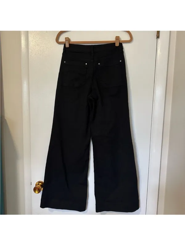 Anthropologie Maeve Wide Leg Flare Jeans Womens 26 Black Cotton Blend Stretch - Image 5