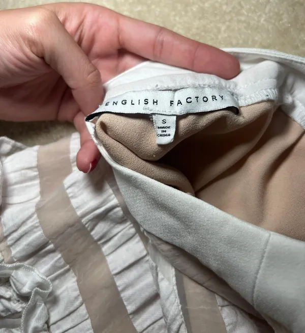 Nude & White Mini Skirt | Size Small - Image 3