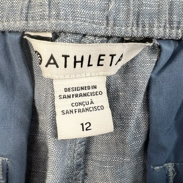 Athleta Sz 12 Retreat Linen Pull On Jogger Pants in Chambray Blue Women’s 531704 - Image 4
