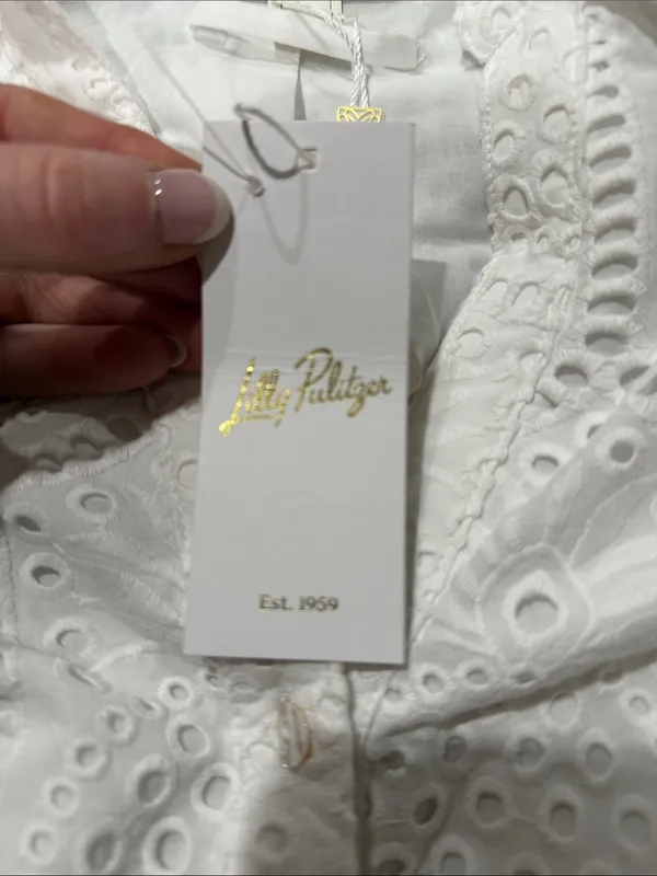 NWT Lilly Pulitzer White Eira Pineapple Eyelet Midi Shirtdress Cotton size 2 - Image 7