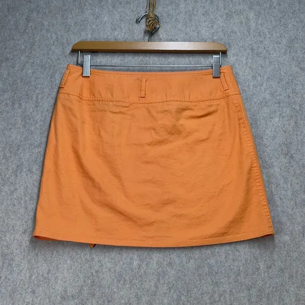 Express Orange Cotton Blend Zip Front Mini Skirt Size 6 Y2K‎ Bright Preppy - Image 2