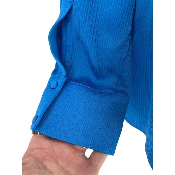 Kobi Halperin Bella Ocean Blue Satin Oversized Button Down Shirt Size M - Image 15